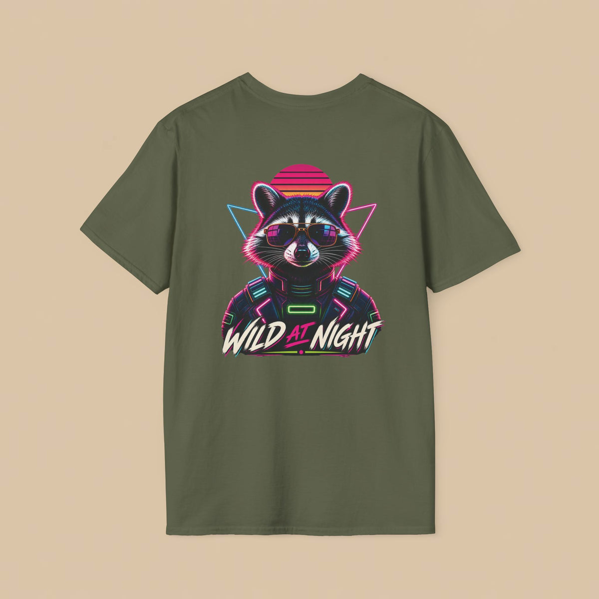 Wild at Night Raccoon Crewneck Tee